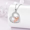 wholesale 925 Sterling Silver Axolotl Necklace with Rose Gold Plated Pendant and Cubic Zirconia Stones for Women Girls Gifts Jewelry-0-2