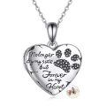 wholesale 925 Sterling Silver Paw Print Heart Photo Locket Pendant Necklace Gift for Women-0-0