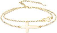 wholesale  Sterling Silver Cross Infinity Bracelet with Stones Faith Jewelry Gift for Women Mom -05-Gold