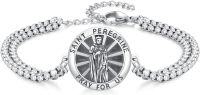 wholesale 925 Sterling Silver  St Peregrine Prayer Medal Bracelet with 9+2 Link Chain-St. Peregrine