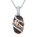 wholesale 925 Sterling Silver Mom Moss Agate Pendant Necklace Two Tone Rose Gold-0-6