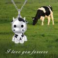 wholesale 925 Sterling Silver Highland Cow Memorial Keepsake Urn Necklace with Chain and Velvet Pouch - 3D Animal Pet Loss Gift for Women Men Kids-0-1