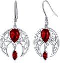 wholesale Sterling Silver Crystal Celtic Moon Dangle Earrings Birthstone Gift-0-24