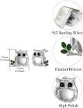 wholesale 925 Sterling Silver Owl Stud Earrings with Green Stones and Cubic Zirconia - Adorable Animal s for Girls & Women-0-2
