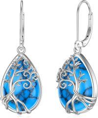 wholesale 925 Sterling Silver Blue Tree Of Life Earrings-A-Blue
