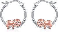 wholesale 925 Sterling Silver Sloth Charm Hoop Earrings  for Women-Sloth