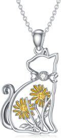 wholesale Sterling Silver Lab Grown Diamond Cat Birth Flower Necklace for Women-0-20