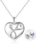 wholesale TOUPOP Christmas Gifts For Nurse Doctor Caduceus Stethoscope Locket Necklace That Holds Pictures Photo Doctor Nursing Medicine Themed Sterling Silver Nurse Jewelry -0-0