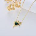 wholesale 925 Sterling Silver Austrian Crystal Heart-Shaped Honeycomb and Bee Pendant Necklace for Women/Mom-0-2