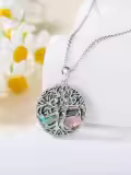 TOUPOP Sterling Silver Abalone Tree Of Life Skull Pendant Necklace-0-4
