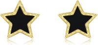 wholesale 14K Gold Black Star Onyx Stud Earrings for Women Girls Ideas-Star