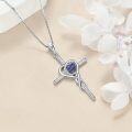 wholesale TOUPOP Cross Infinity Necklaces For Women White Gold S925 Sterling Silver Amethyst February Birthstone Pendant Necklace Christian Religious Faith Cross Birthday Jewelry For Girlfriend Wife Sister -0-3