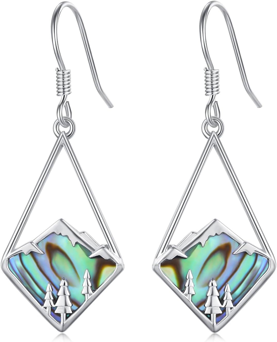 Sterling Silver Abalone Mountain Earrings for Women Nature Dangle Jewelry Gifts-F-Abalone Mountain
