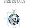 wholesale 925 Sterling Silver Blue Crystal Panda Bamboo Pendant Necklace for Women-0-2