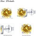 wholesale 925 Sterling Silver Citrine Stud Earrings 6mm Yellow Gemstone  for Women-0-1