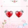 wholesale 925 Sterling Silver Heart-Shaped Crystal Medical Symbol Stud Earrings for Nurses and Doctors' Graduation Gift Ideas-0-2