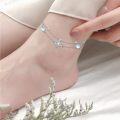 wholesale 925 Sterling Silver Moonstone Double Layered Ankle Anklet with Adjustable Chain and Celtic Knot Design for Women's Foot s-0-3
