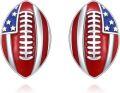 wholesale 925 Sterling Silver USA Flag Rugby Ball Stud Earrings Sports  for Him Her-0-0