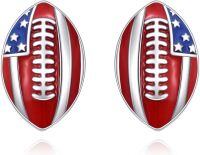 wholesale 925 Sterling Silver USA Flag Rugby Ball Stud Earrings Sports  for Him Her-American Football