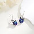 wholesale 925 Sterling Silver Blue Crystal Panda Heart Drop Earrings-0-5