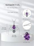 wholesale 925 Sterling Silver 925 Lotus Flower Purple Crystal Pearl Projection Necklace - Romantic Gift for Women-0-4