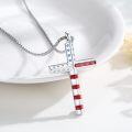 wholesale 925 Sterling Silver USA Flag Basketball Cross Pendant Necklace for Men & Women Graduation Gift-0-4