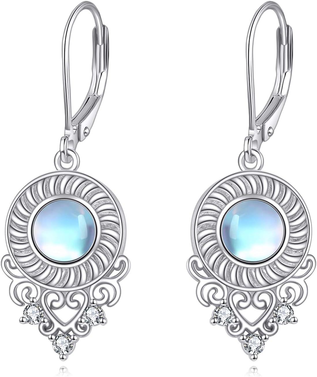 Sterling Silver Moonstone Lapis Lazuli Peridot Amethyst Teardrop Dangle Earrings-Moonstone Earrings cubic