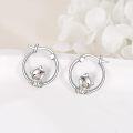 wholesale 925 Sterling Silver Cat Charm Hoop Earrings - Adorable Kitty  for Girls and Women-0-2