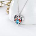 wholesale 925 Sterling Silver 925 Blue Crystal Red Enamel Heart Locket Pendant Necklace for Women and Girls-0-2