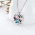 wholesale 925 Sterling Silver Heart Locket Pendant With Blue Gem And Ladybug Design Personalized Photo Frame For Women-0-2