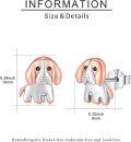 wholesale 925 Sterling Silver Beagle Dog Stud Earrings with Rose Gold Accents and Black Eyes-0-4
