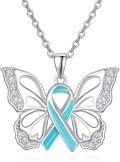 wholesale Sterling Silver Butterfly Pendant Necklace PTSD Awareness Inspirational Jewelry Gift for Women-0-0
