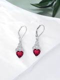 wholesale 925 Sterling Silver Heart Birthstone Celtic Knot Dangle Leverback Earrings-0-33