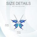 wholesale 925 Sterling Silver Blue Opal Heart-Shaped Butterfly Pendant Necklaces for Women Girls s-0-4
