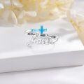 wholesale 925 Sterling Silver Abalone Turquoise Opal Adjustable Faith Cross Ring for Women-0-2