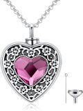 wholesale Sterling Silver Flower Urn Necklace for Ashes Memorial Keepsake Heart Jewelry-0-17