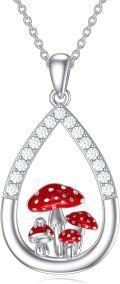 wholesale 925 Sterling Silver Mushroom Pendant Necklace for Women Girls Friendship-0-0