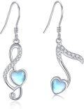 wholesale 925 Sterling Silver Heart Music Note Drop Earrings-0-0
