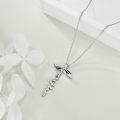 wholesale 925 Sterling Silver Dragonfly Cross Pendant Necklace for Women Gifts for Mom Wife-0-3