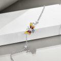 wholesale 925 Sterling Silver Bee Charm Ankle Anklet with Crystal Accents for Women and Girls-0-3
