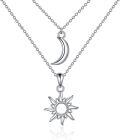 wholesale 925 Sterling Silver Layered Sun & Moon Pendant Necklaces for Women Gifts-0-0