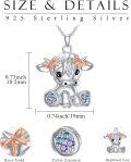 wholesale 925 Sterling Silver Highland Cow Necklace with Blue and Purple Stones for Women - Scottish Style Pendant s-0-1