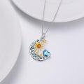 wholesale Sterling Silver Simulated Birthstone Sun Moon Star Pendant Necklace-0-2