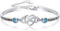 wholesale 925 Sterling Silver Blue Crystal Infinity Heart Bracelet for Daughter Friendship-0-0