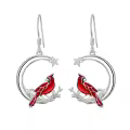 TOUPOP Sterling Silver Red Cardinal Memorial Earrings For Women-0-0