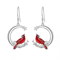 TOUPOP Sterling Silver Red Cardinal Memorial Earrings For Women-undefined