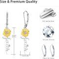 wholesale 925 Sterling Silver Yellow Gold Plated Sunflower Faith Cross Leverback Huggies earrings for Women Girls-0-1