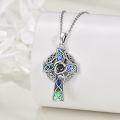 wholesale 925 Sterling Silver Celtic Knot Abalone Shell Inlay Cross Pendant Necklace for Women-0-1
