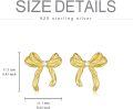 wholesale Gold Bow Tie 925 Sterling Silver Stud Earrings for Women - Elegant Gift Idea-0-3