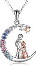 wholesale 925 Sterling Silver Metal Stone Sisters Moon Pendant Necklace  for Sister-in-Law-0-0